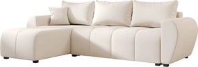 Rozkładana dwustronna sofa narożna do L SEVIO 246x145 cm, kremowa + 2 poduszki ZA DARMO