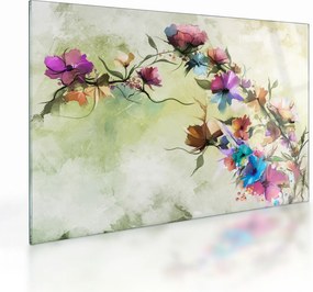 Obraz na szkle - malowidło pnącej się kwiaty (70x50 cm)