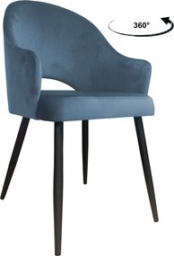 Krzesło Velvet tkanina Welur noga metalowa : Kolor nogi - Czarna stożek, Kolor tkaniny - VELVET - BL06, Typ siedziska - Siedzisko obrotowe 360°