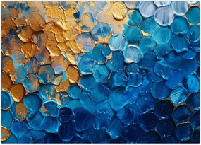 Obraz na szkle - Niebiesko-złoty obraz (70x50 cm)