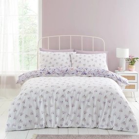 Biało-fioletowa pościel dwuosobowa 230x220 cm Isadora Floral – Catherine Lansfield