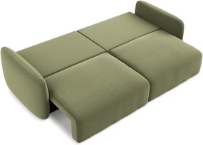Zielona aksamitna rozkładana/ze schowkiem sofa 238 cm Kalena – Makamii