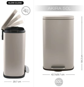 Szarobrązowy stalowy kosz na śmieci z pedałem 50 l Akira – Spirella