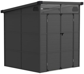 Outsunny 1,9 x 1,9 m Szopa Ogrodowa, Szopa na Narzędzia z Tworzywa Sztucznego, Drzwi Zamykane, 2 Otwory Wentylacyjne, Ciemnoszary