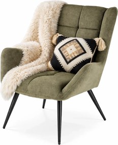 Skandynawski oliwkowy fotel uszak T4-M86