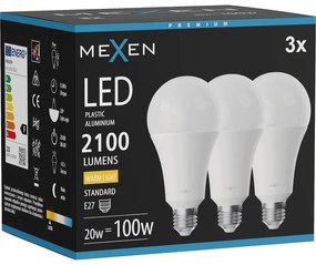 Mexen Nova 3x żarówka LED E27, A70, 20W, Ciepła - 3000K, 2100 lm - L100-E27-2030-01x03