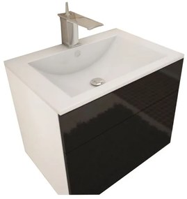 PROMOCJA Biała szafka pod umywalkę MASON BL13, czarny wysoki połysk HG II. jakość