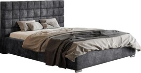Emporius Aron nowoczesne łóżko 160x200 - tkanina welurowa, aksamitna - łóżko z pojemnikiem 160x200 do sypialni - ciemny szary (Goya 10)