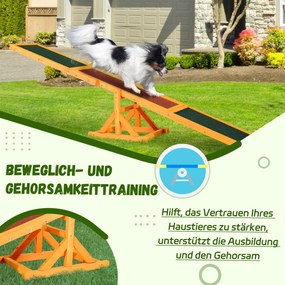 PawHut Huśtawka zręcznościowa dla psa Drewniana równoważnia do agility 180x30x30cm Naturalne drewno | Aosom PL