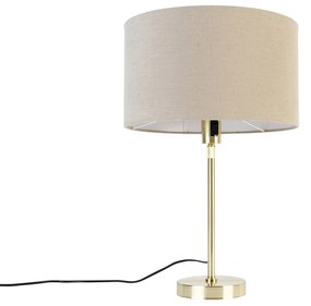 Lampa stołowa złota regulowana z kloszem jasnobrązowym 35 cm - ParteDesignerski Oswietlenie wewnetrzne