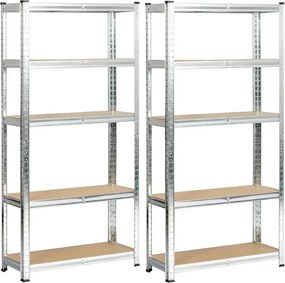 Komplet 2 srebrnych regałów do piwnicy H6-H92