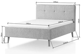 Szarobrązowe tapicerowane łóżko dwuosobowe 140x200 cm Smart – Meise Möbel