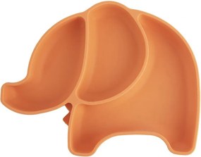 Pomarańczowy silikonowy talerz dla dzieci 18x23 cm Elephant – Orion