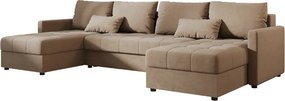 PROMOCJA Rozkładany narożnik w kształcie U VENORIA 285x146 cm, beżowy + 2 poduszki GRATIS II. jakość