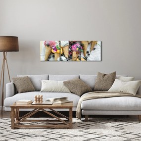 Obraz z lodami (z zegarem) (90x30 cm)