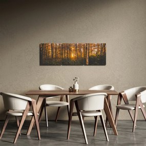Obraz jesiennego lasu (z zegarem) (90x30 cm)