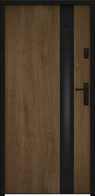 Drzwi wejściowe stalowe pełne i inox wys. 207 x szer. 100 cm - szkło dymione - efekt orzecha i czarny - grubość 55 mm - otwieranie lewostronne - BRAGA