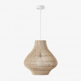 Lampa Sufitowa Wisząca Z Rattanu Magali Biała & Ø50 Cm - ↑50 Cm Magali - Sklum