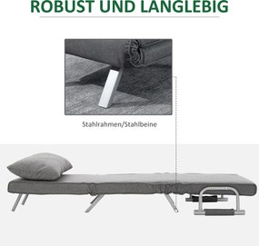 HOMCOM Fotel Relax z funkcją leżenia, łóżko dla gości, 65 cm x 69 cm x 80 cm, szary