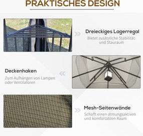 Outsunny Altana ogrodowa z podwójnym dachem 3x3m Namiot imprezowy Poliester Beżowy Przestronny i stylowy | Aosom PL