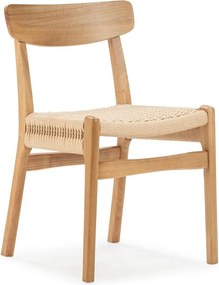 Krzesła zestaw 2 szt. z litego drewna kauczukowego w naturalnym kolorze Biel – MOME