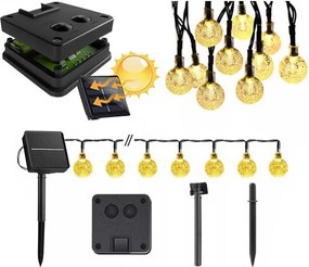 Dekoracyjny łańcuch solarny LED 50 diod / 8 funkcji 500 mAh 9,5 m IP67 ciepła biała