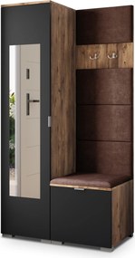 Masseno Garderoba VIRA 95/181/51 cm Nowoczesna Szafa do Przedpokoju Dąb lefkas, MONOLITH 29 (Brązowy)