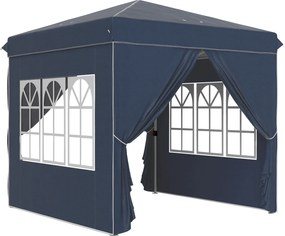 Outsunny Pawilon Pop-up 2,5 x 2,5 m z bocznymi ścianami i torbą, UPF50+, regulowany pawilon ogrodowy, Granatowy