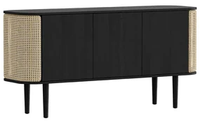 Czarna niska komoda w dekorze dębu 150x75 cm Treasures – UMAGE