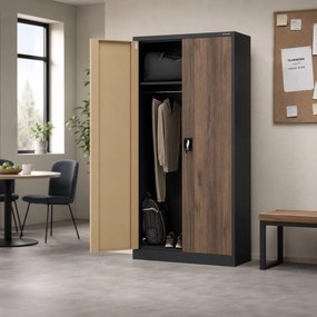 Socjalna szafa ubraniowa Eco Design Dawid, 90x45x185 cm, antracyt/orzech