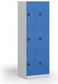 Szafka skrytkowa, 3 schowki, 1850 x 300 x 500 mm, demontaż, zamek RFID, drzwi zielone