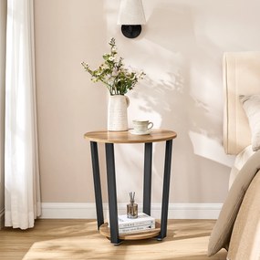 Stolik Okrągły z Półką - sonoma - LET057B11