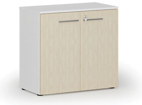 Szafa biurowa z drzwiami PRIMO WHITE, 800 x 420 x 740 mm, biały/brzoza
