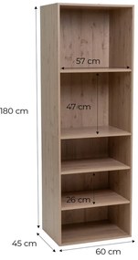 Otwarta szafa modułowa w dekorze dębu w naturalnym kolorze 60x180x45 cm Modular – Casa Selección