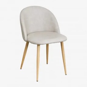 Zestaw 4 Krzeseł Jadalnych Kana Obitych Skórą Ekologiczną Iron & Natural Wood - Sklum