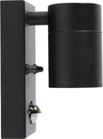 Lampa ścienna zewnętrzna czarna z czujnikiem ruchu IP44 - Solo