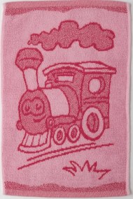Ręcznik kąpielowy dziecięcy BEBÉ lokomotywa różowy 30x50 cm