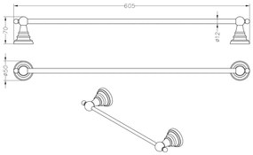 Mosiężny uchwyt na ręczniki Sapho Diamond, szer. 60