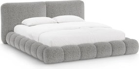 Szare tapicerowane łóżko dwuosobowe ze schowkiem ze stelażem 200x200 cm Solange – Micadoni