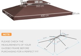 Outsunny baldachim do metalowych pawilonów pawilon ogrodowy namiot imprezowy namiot ogrodowy poliester 3x4 m kawowy