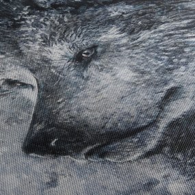 Obraz - Wilk z kreskówki (z zegarem) (90x30 cm)