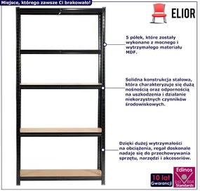 Czarny metalowy regał do garażu 180 cm - Logido 4X