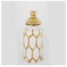 Słoik ceramiczny 31x12,5 cm złoty/biały