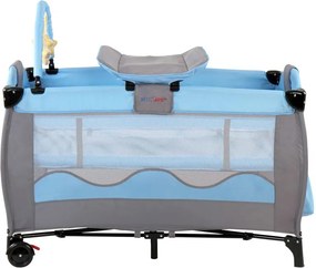 Łóżeczko turystyczne podróżne, niebiesko-szare