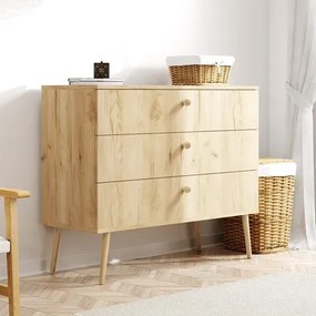 Komoda LEBEL 2 z szufladami 100cm dąb craft złoty MELIMEBLE