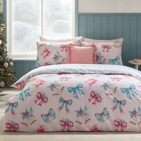 Różowa pościel dwuosobowa 230x220 cm Bows And Bells – Catherine Lansfield