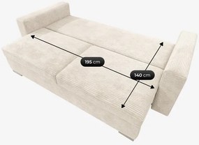 Sofa z Funkcją Spania DRAVOS Beżowa Sztruksowa Japandi