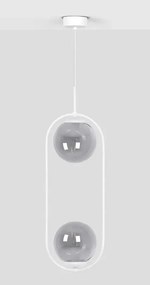 Biało-grafitowa eliptyczna lampa wisząca z 2 kloszami - A489 C4-L99