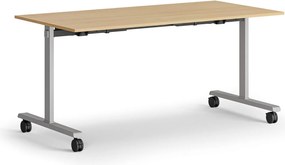Mobilny stół MATCH, 160x80 cm, szara podstawa, buk