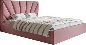 Emporius Aris łóżko tapicerowane 160x200 cm z aksamitną tkaniną - łóżko dwuosobowe 160x200 - pojemnik i stelaż, różowy (Jasmine 61)